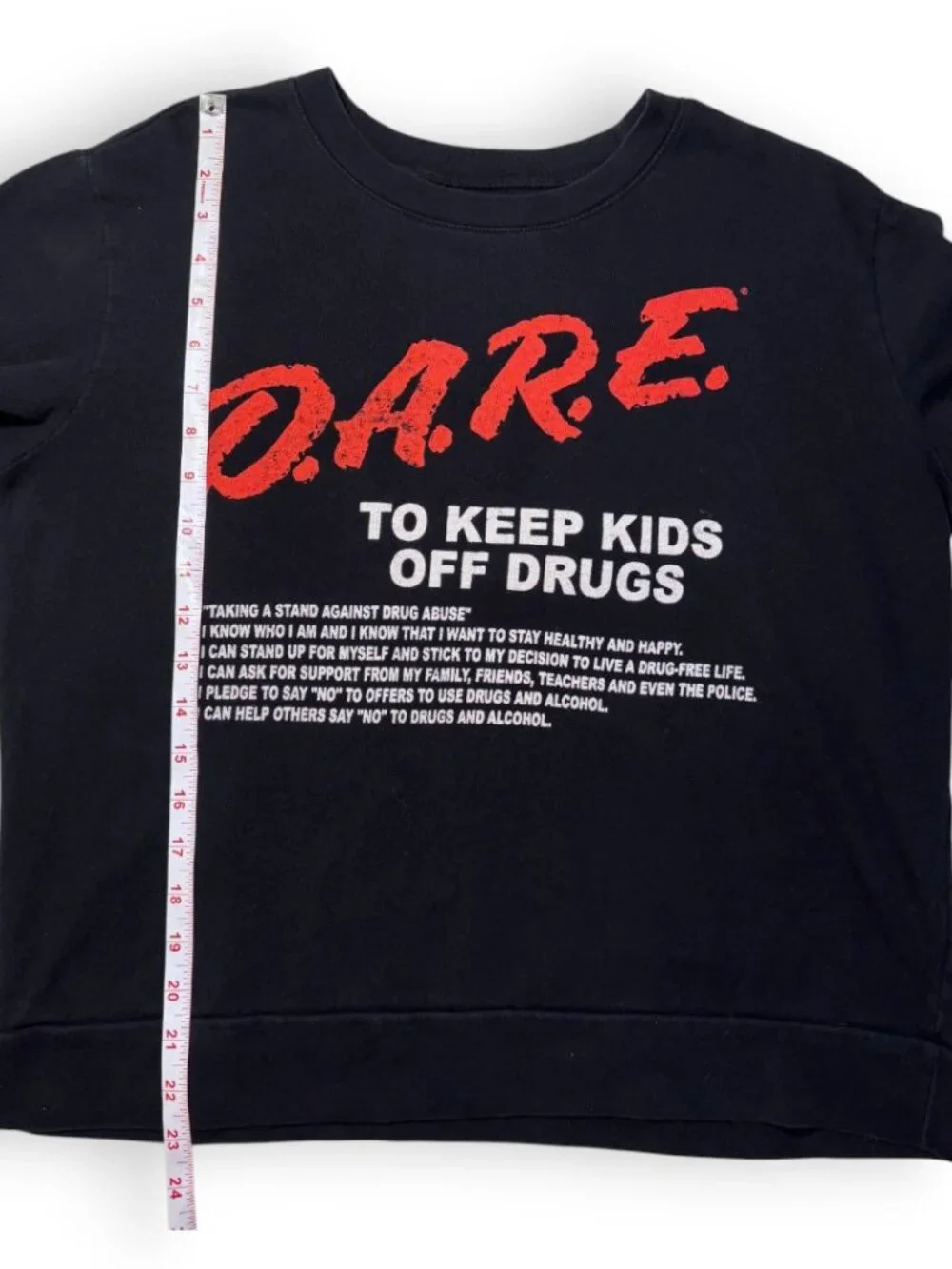D.A.R.E. Black Crewneck Sweatshirt Vintage Style Retro DARE Y2K 90s Cotton Large